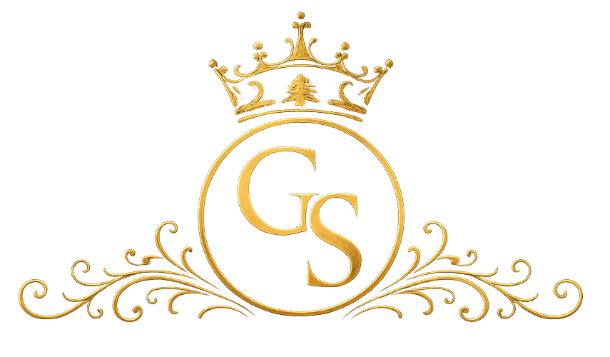 Georges Salameh Luxury Monogram Luxury monogram logo for Lebanese contemporary painter Georges Salameh featuring elegant gold GS initials with refined ornamental detailing and crown motif.